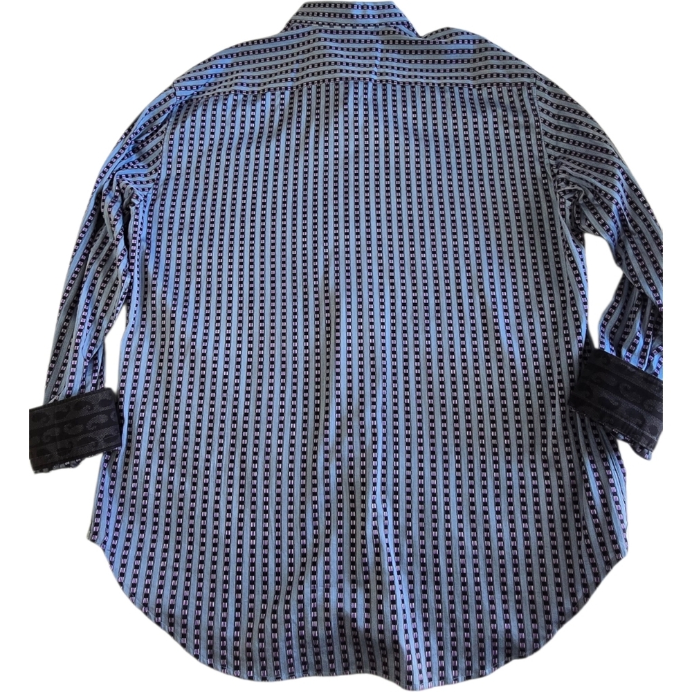 Robert Graham Shirt 3XL Blue Purple Texture Black Paisley Cuffs - Picture 3 of 12